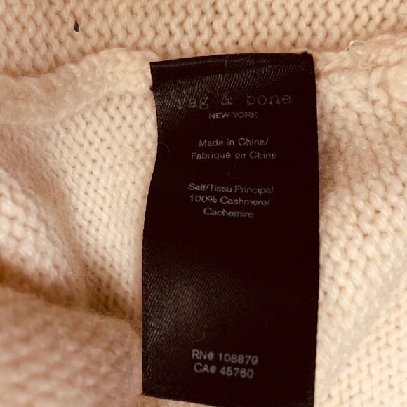 rag & bone Aubree Ivory & Navy Cashmere Funnel Neck Sweater -Size M - Picture 7 of 10